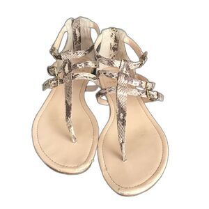 Isola Sandal Women's Size 7.5 Animal Print Strappy Buckle Back Heel Zipper